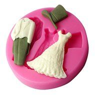 FOUR-C Fondant Decorating Mould Wedding Dress Gum Paste Molds Color Pink