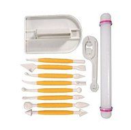 Ehdching 11pcs Cake Sugarcraft Fondant Decorating Pin Smoother Embosser Rolling Tools Kit Set N3