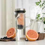Glass Water Pitcher With Lid &amp; Infuser Rod | Borosilicate Glass Carafe W/ Up To 50Oz/1500ml Capacity | Stainless... N4