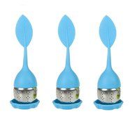 Huayoung 3-pcs Leave-shaped Silicone &amp; Stainless Steel Tea Infusers Useful Tea Filters (Orange) N4