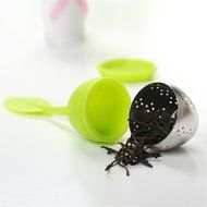 Huayoung 3-pcs Leave-shaped Silicone &amp; Stainless Steel Tea Infusers Useful Tea Filters (Orange) N6