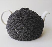 Crochet Tea Pot Cozy Charcoal Grey N3
