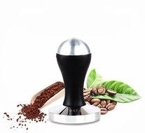 Solid Stainless Steel Rose Wood Coffee Tamper Barista Espresso Tamper Coffee Bean Press (49MM, stainless steel) N4