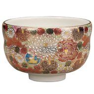 Japanese Matcha Bowl Gold Flower (Hanatume) Kutani Yaki(ware)