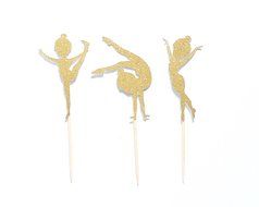 12 Glitter Gymnastics Cupcake Toppers - Any Color N2