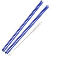 Hummingbird Glass Straws with Cleaning Brush (2 Pack), 8" x 9.5mm, Blue N26