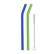Hummingbird Glass Straws with Cleaning Brush (2 Pack), 8" x 9.5mm, Blue N31