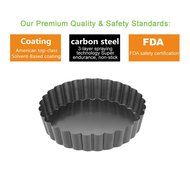 Quiche Pans, Homono Commercial Grade Non Stick Removable Bottom 5 Inch Mini Tart Pans (Pack of 6) N7