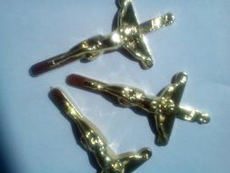 Crosses, 4&quot; Gold, Plastic, Crucifix, Pack Of 12, cupcake, cake decoration, party favor