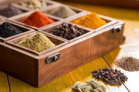 Rusticity Wood Tea / Spice Storage Box with Plastic Lid, Spoon and 9 removable pockets | Handmade | (8x8 in) N3