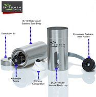 Manual Coffee Grinder, Premium Stainless Steel, Acrylic Glass, Ceramic Burr Grinder, Durable Coffee &amp; Spice Mill... N3