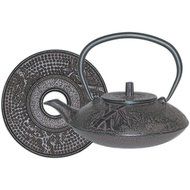 Brown Cast Iron Teapot with Trivet, 40 oz Capacity