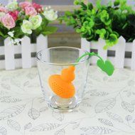 GOOTRADES Silicone Cucurbit Strainer Herbal Spice Infuser Teacup Tea Filter Diffuser (pack of 2) (Orange) N3