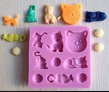 Cat Kitten Assortment Silicone Mold for Fondant, Gum Paste, Chocolate, Craft