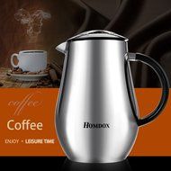 Homdox 8-Cup Cafetiere Stainless Steel Double-Wall Vacuum Insulated Coffee Maker And French Press with ABS Handle... N3