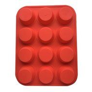 Plataplus Silicone Muffin Pan 12 Cup Nonstick Cupcake Baking Mold BPA Free, Red N4