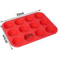 Plataplus Silicone Muffin Pan 12 Cup Nonstick Cupcake Baking Mold BPA Free, Red N5