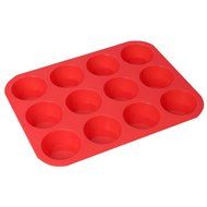 Plataplus Silicone Muffin Pan 12 Cup Nonstick Cupcake Baking Mold BPA Free, Red N6