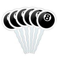 Set of 6 Cupcake Picks Toppers Decoration Sports and Hobbies - Bowling Ball N11