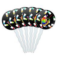Set of 6 Cupcake Picks Toppers Decoration Sports and Hobbies - Bowling Ball N15