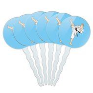 Set of 6 Cupcake Picks Toppers Decoration Sports and Hobbies - Bowling Ball N16
