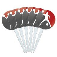 Set of 6 Cupcake Picks Toppers Decoration Sports and Hobbies - Bowling Ball N19