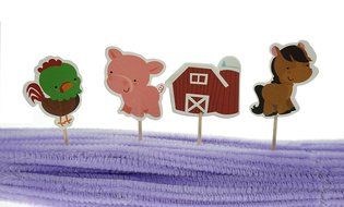 Bilipala Farm Zoo Animal Cake Cupcake Appetizer Decorations Toppers Picks, 24 Counting