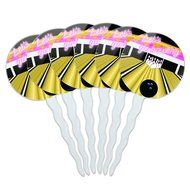 Set of 6 Cupcake Picks Toppers Decoration Sports and Hobbies - Bowling Ball N23