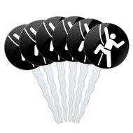 Set of 6 Cupcake Picks Toppers Decoration Sports and Hobbies - Bowling Ball N27