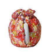 Teapot Cozy with Yellow birds and Orange, Red paisley on white for a 5-8 cup teapot #307