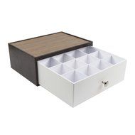 Jack Cube Leather Tea Box Storage Box Tea Bag Organizer Holder Tea Storage Drawer Holder with 12 Compartments(... N2