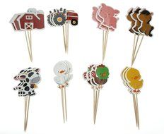 Bilipala Farm Zoo Animal Cake Cupcake Appetizer Decorations Toppers Picks, 24 Counting N2