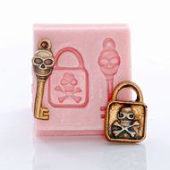 Miniature Skull and Cross Bones Lock and Key Silicone Mold Food Safe Mold Craft Jewelry Mold. Perfect size to...
