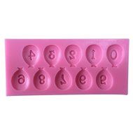 LYNCH 0-9 Number Balloon Shape Fondant Cake Decorating Tools Candy Mold,Pink N4