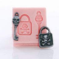 Miniature Skull and Cross Bones Lock and Key Silicone Mold Food Safe Mold Craft Jewelry Mold. Perfect size to... N2