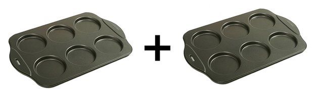 Norpro Puffy Muffin Top Pan Makes 6 Non Stick Crowns 4&quot; Wide .5&quot; Deep 2-Pack N2