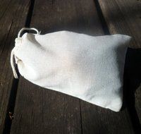 100 6x8 Cotton Muslin Bags (Red Hem) N2