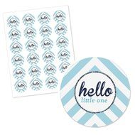 Hello Little One - Blue and Silver - Cupcake Wrapper &amp; Pick Boy Baby Shower Kit - Set of 24 N2