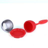 WICOO Silicone &amp; Stainless Leaf Tea Strainer Teaspoon Infuser Ball Spice Filter (red) N7