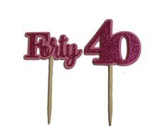 All About Details Pink Forty Cupcake Toppers, Set of 12