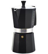 GROSCHE Milano Moka Stovetop Espresso Coffee Maker with Italian Safety Valve and Protection Handle, Black, 3 cup N4