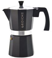 GROSCHE Milano Moka Stovetop Espresso Coffee Maker with Italian Safety Valve and Protection Handle, Black, 3 cup N5