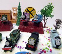 Thomas the Train Birthday Cake Topper Set Featuring Thomas, Hiro, James, Percy, Belle, Spencer and Other Thomas... N6