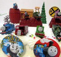 Thomas the Train Birthday Cake Topper Set Featuring Thomas, Hiro, James, Percy, Belle, Spencer and Other Thomas... N7