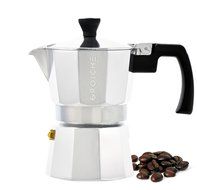 GROSCHE Milano Moka Stovetop Espresso Coffee Maker with Italian Safety Valve and Protection Handle, Black, 3 cup N9