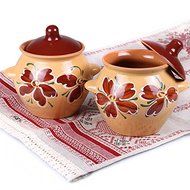 Set of 2 Floral Stoneware Ramekins N2