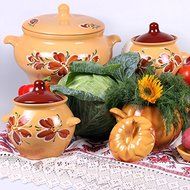 Set of 2 Floral Stoneware Ramekins N3