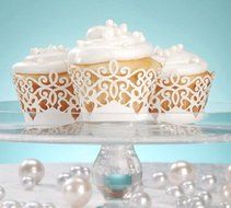 David Tutera 24 White Laser Cut White Paper Cupcake Wrappers Wedding