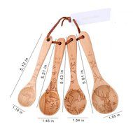 YOULANDA Kitchen Solid Beech Wood Tea Coffee Spice Measuring Spoon Set Of 4 N2
