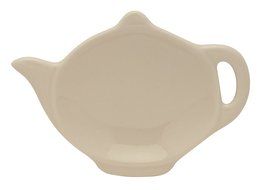 HIC Teapot-Shaped Tea Bag Holder and Resting Caddy, High-Fired Ceramic, Sage Green, 4.5-Inches